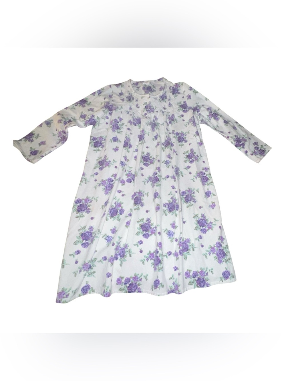 LATI Fashion 100% Cotton Floral Long Sleeve Nightgown - Size Medium